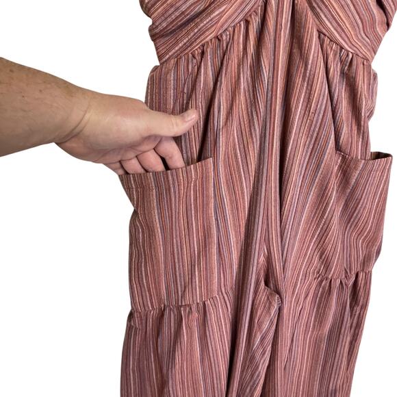 NWT CUPSHE Women’s Boho Brown Striped Wideleg Halter Jumpsuit large - Picture 5 of 9